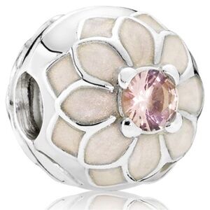 Retired Pandora Blooming Dahlia Clip – Sterling Silver, Cream Enamel
